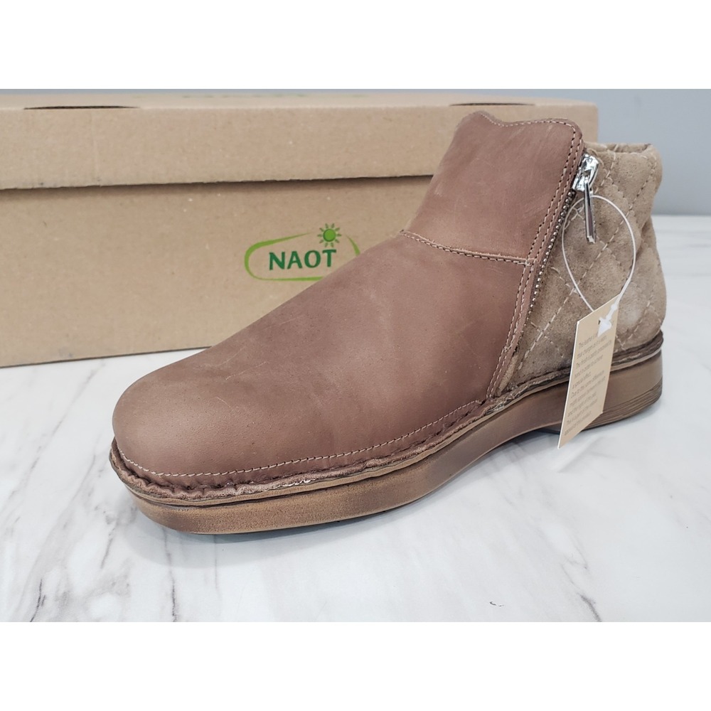NEW SIZE 36 / US 5 - WOMEN Naot Sintra Brown Leather Suede Quilted Bootie Boots